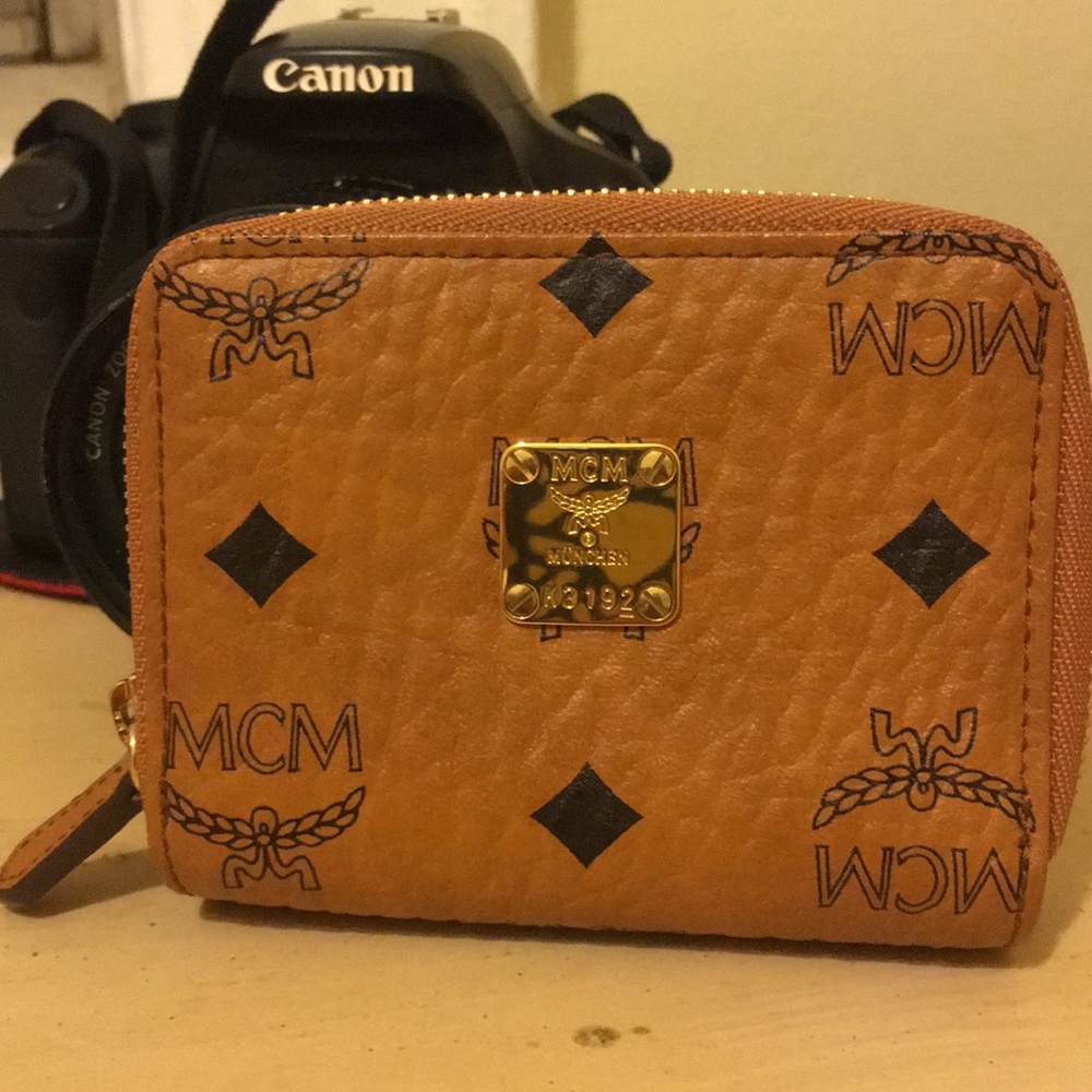 Authentic MCM Visetos Zip Wallet Mini